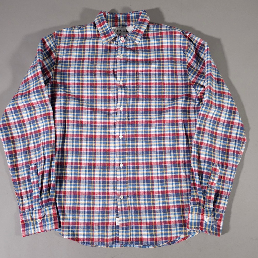 Frank & Eileen Luke Button Down Mens Medium Multi Color Plaid Italian Cotton